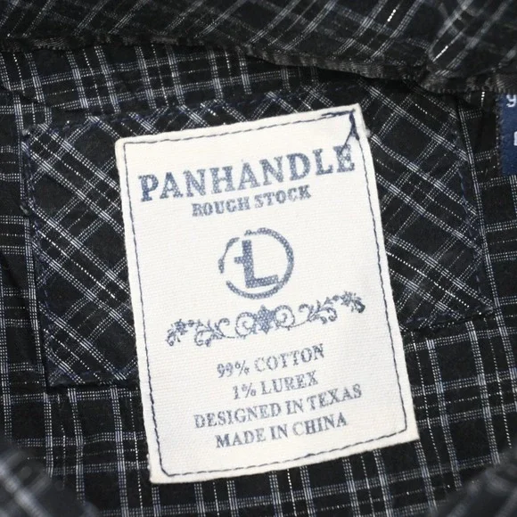 Panhandle Rough Stock Cowboy Dress Shirt Plaid Lurex Long Sleeve Mens Size Large - Picture 8 of 11